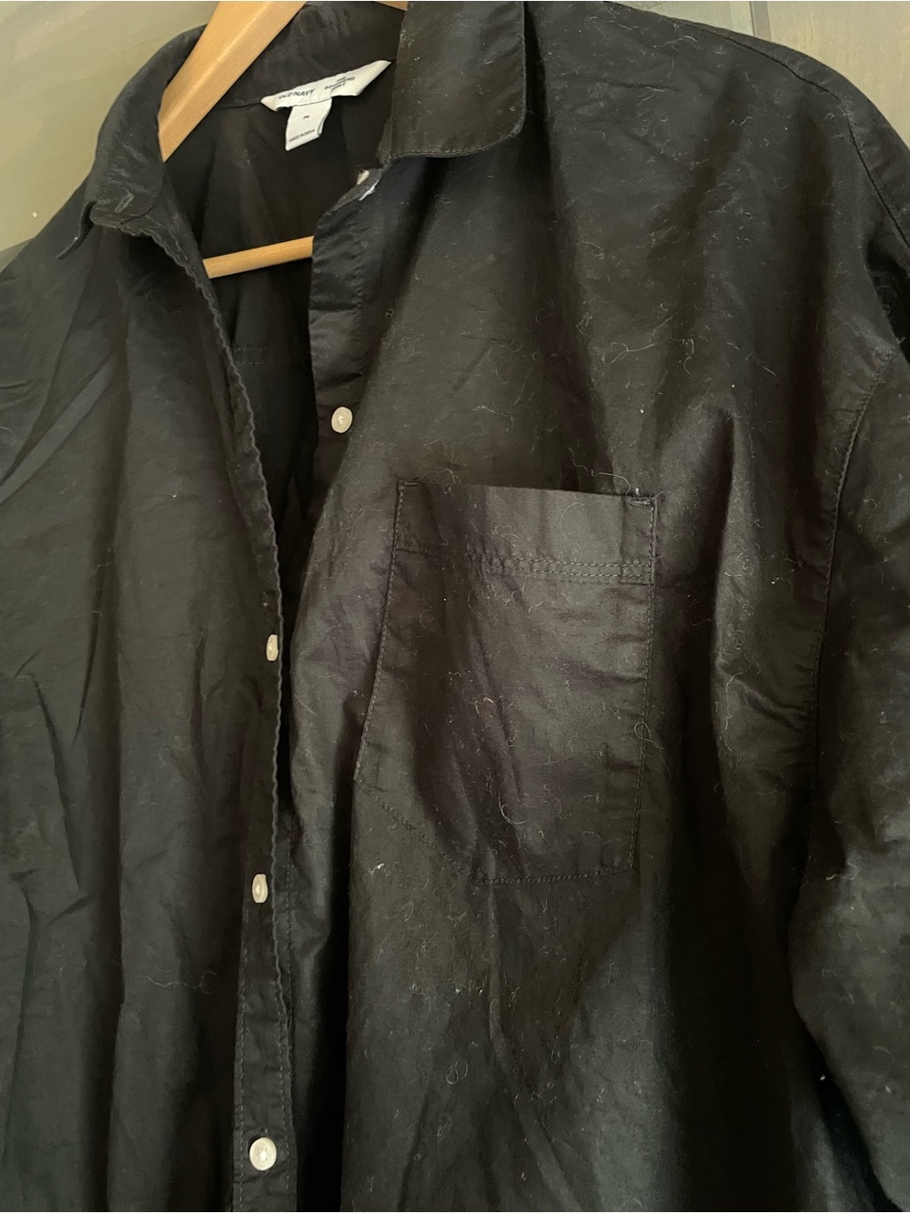 Old Navy Black Boyfriend Shirt - Picture 2 of 4